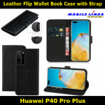 Leather Flip Wallet Book Case with Strap For Huawei P40 Pro Plus ELS-N39 Slim Fit Look